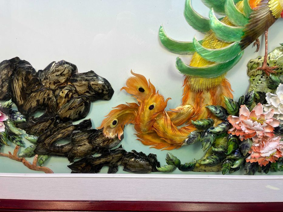 Obraz płaskorzeźba masa perłowa Japonia