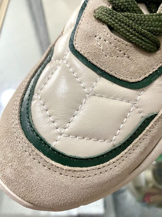 Tenis Lia Line Matelassê bege/verde pele