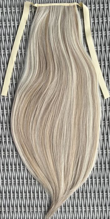 Premium Ultra włosy doczepiane, blond / pasemka / refleksy kucyk 416.