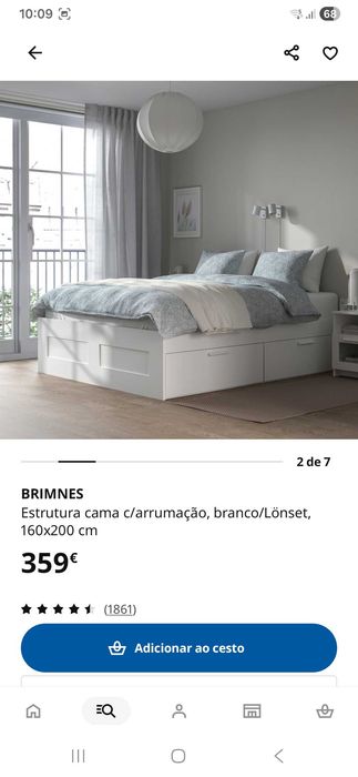 Cama Brimnes com arrumação e estrado 160x200