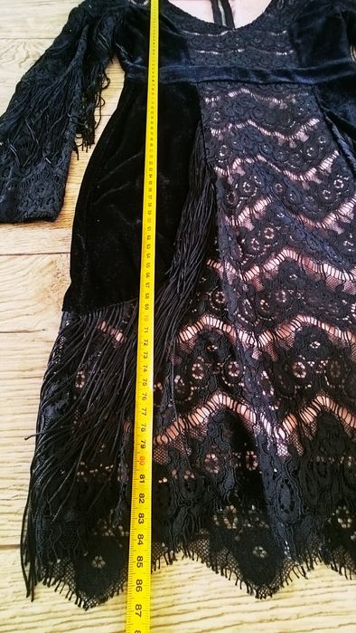 Sukienka sylwester frędzle koronka S