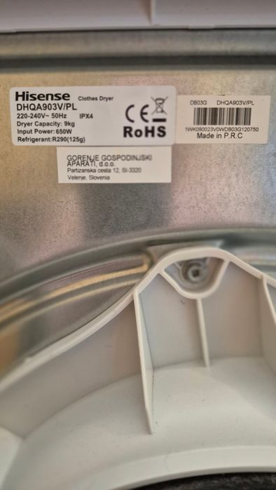 Hisense DHQA903V/PL 9 kg pompa ciepła A+++ | gwarancja 3 mies.