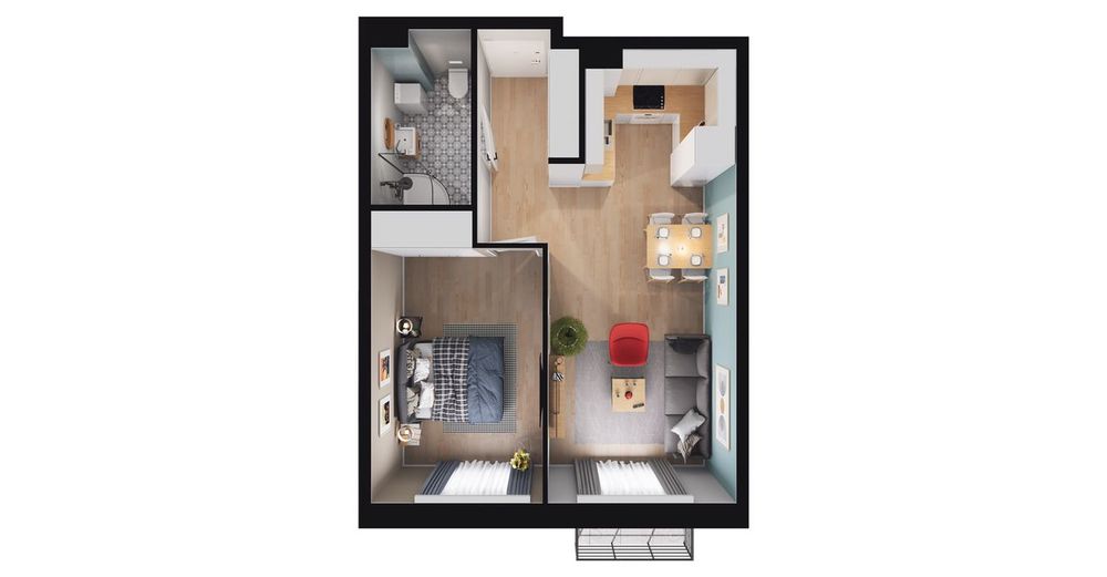 2-pokojowe mieszkanie 41m2 + balkon