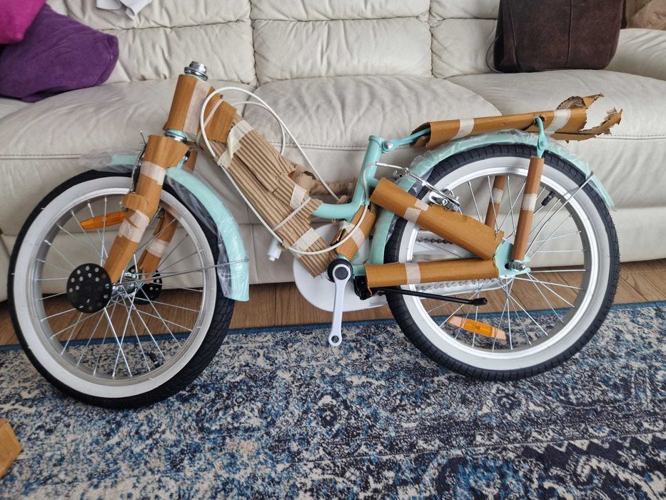 Rower dziecięcy retro miętowy | NOWY outlet | koszyk + akcesoria