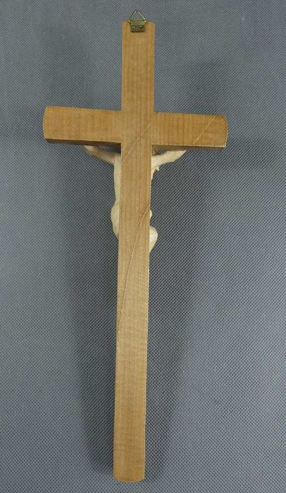 Wiszący Krzyż krucyfiks JEZUS pasyjka rzeźba drewno 34 cm
