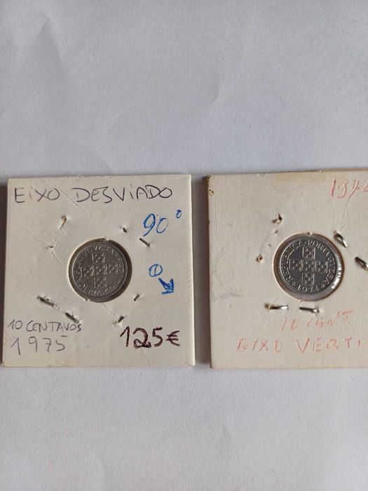 10 Centavos alumínio 1974 EIXO VERTICAL e 10 Cents de 1975 EIXO a 90º