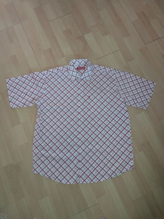 Koszula męska xl 43/44 bawełna elegancka krata czerwona biała