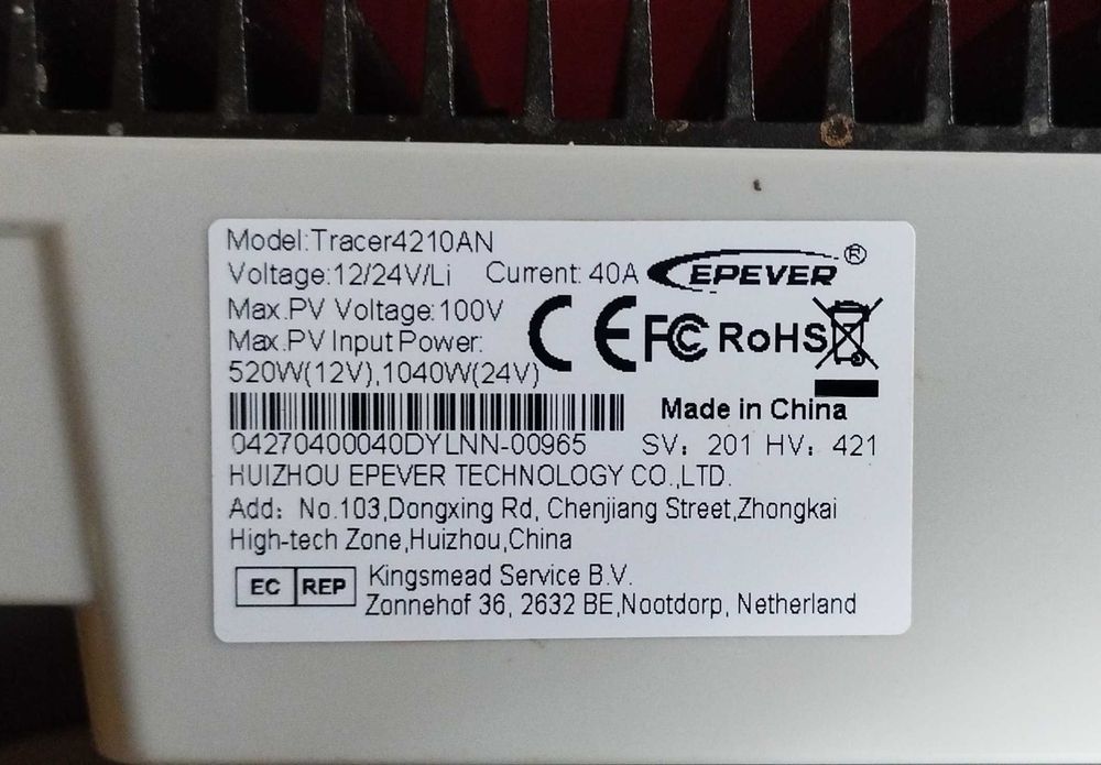 EPEVER 4210AN MPPT Carregador solar incuindo sensor de temperatura