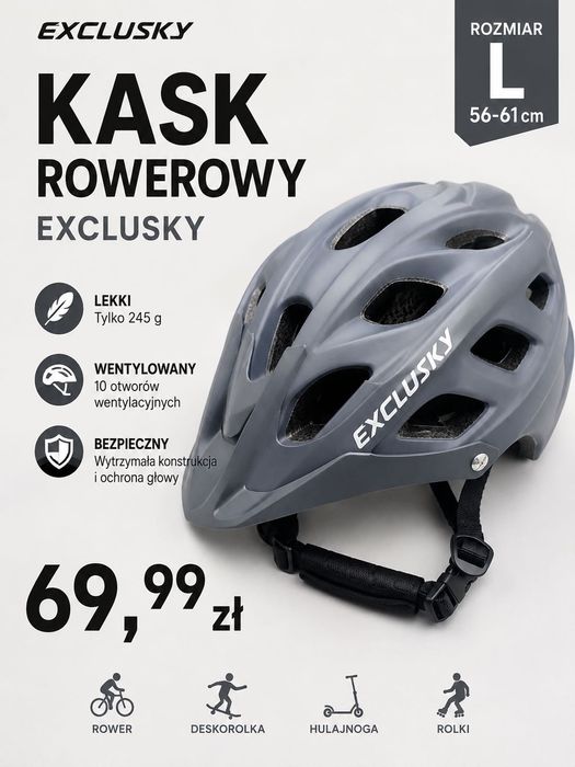 Kask rowerowy Exclusky, przeznaczony do jazdy na rowerze górskim