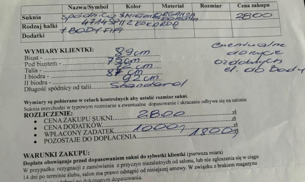Sukienka ślubna body+spódnica