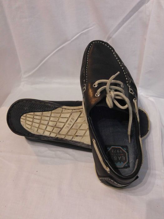 Buty żeglarskie, półbuty męskie skórzane easy