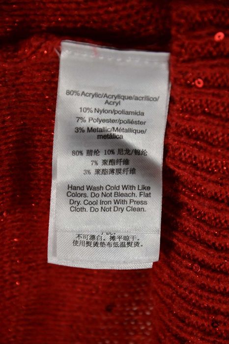DKNY Sweter Damski zdobiony Cekinami L Oryginalny Czerwony Super Stan