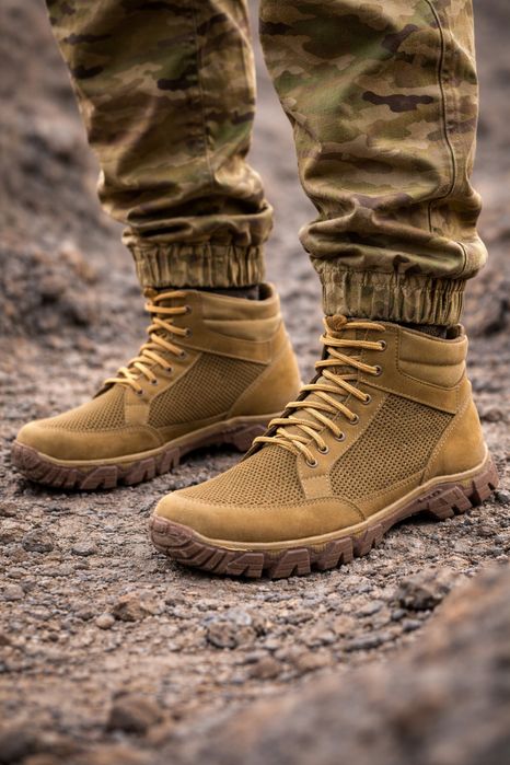 Берці літні / тактичні черевики дихаючі весна/літо / натуральна шкіра