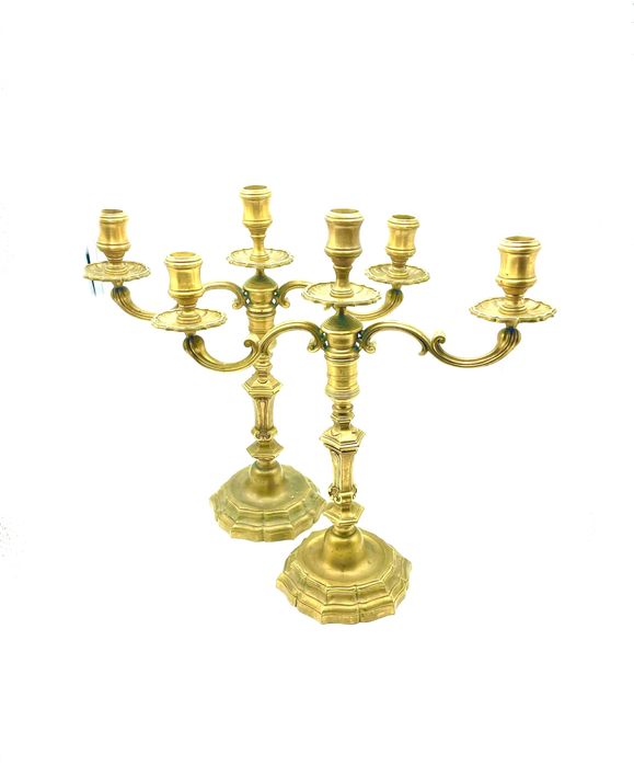 Par de casticais em bronze Louis XV seculo 19