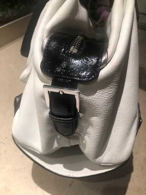 Elegante mala senhora branca e preta marca luxo Karen Millen