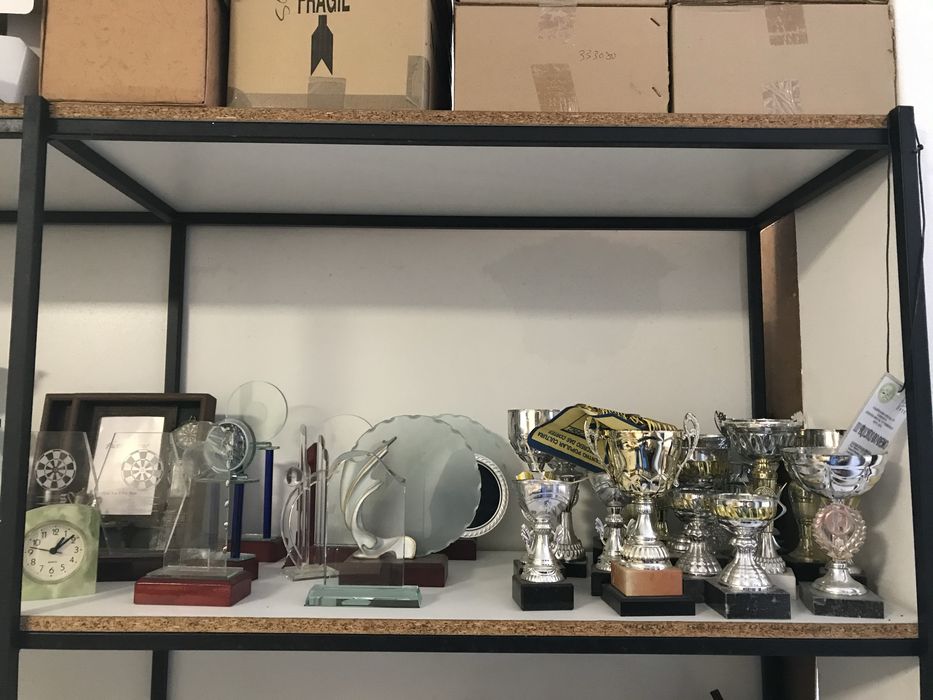 Trofeus, taças, medalhas e vidros - Fim de Stock