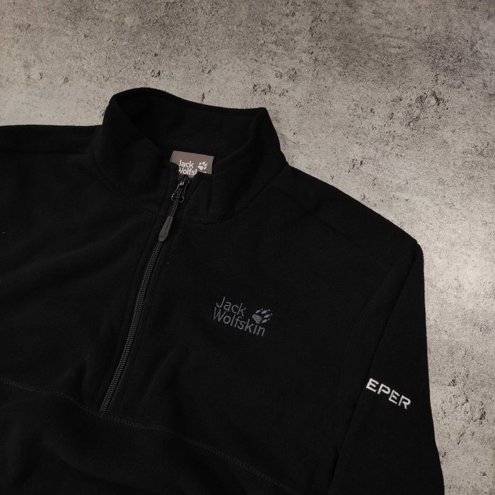 MĘSKA Bluza Rozpinana Termiczna Lekka Polar Czarna Jack Wolfskin Haft