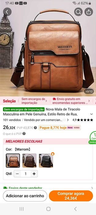 Mochila tira colo pele