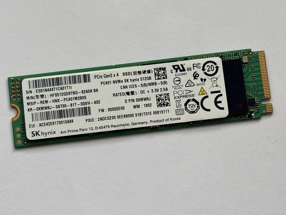 Dysk SSD PC401 NVMe SK hynix 512GB NVMe Gen3
