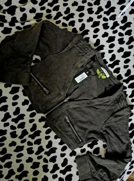 ICHI krótka Bluza khaki melanżowa bluzka crop top 100% BAWEŁNA _ Nowa!