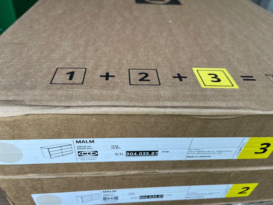 Ikea MALM Komoda, 6 szuflad, okleina dębowa bejcowana na biało, 160x78 cm
