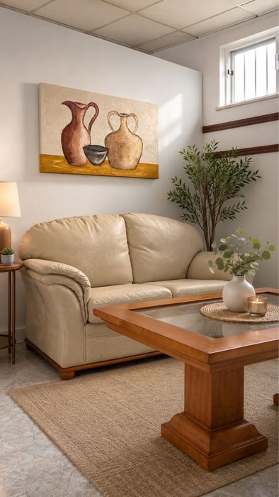 Conjunto sofá + mesa + tela