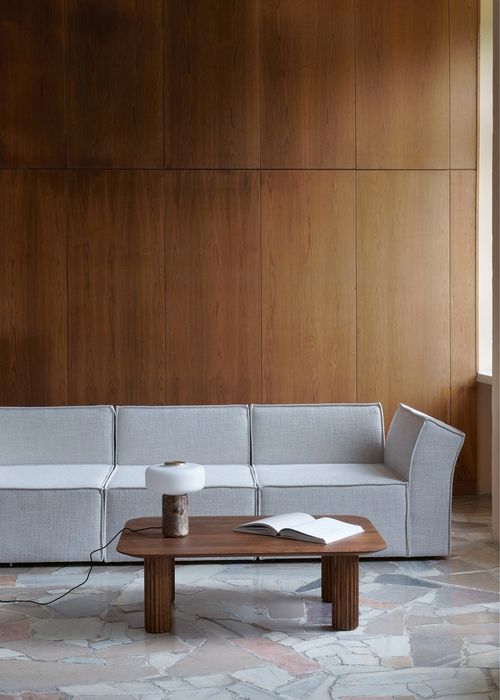 Elegancki stolik kawowy FILAR,ciemne drewno dębowe, TAMO design