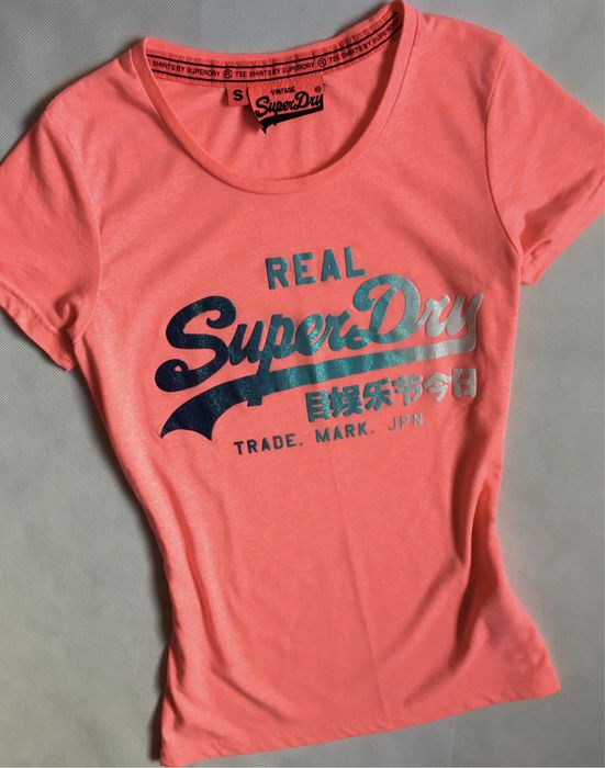 SuperDry koszulka bluzka neon glitter 36 S M ombre logo
