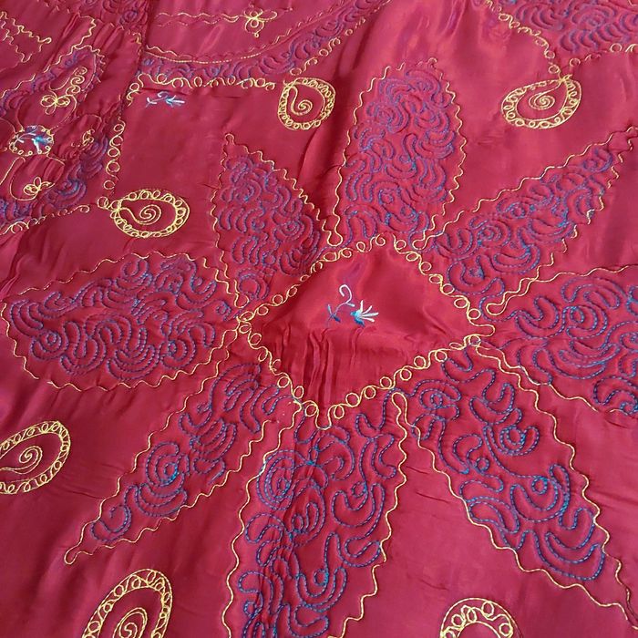 Colcha acolchoada bordada dupla face64729900118403121