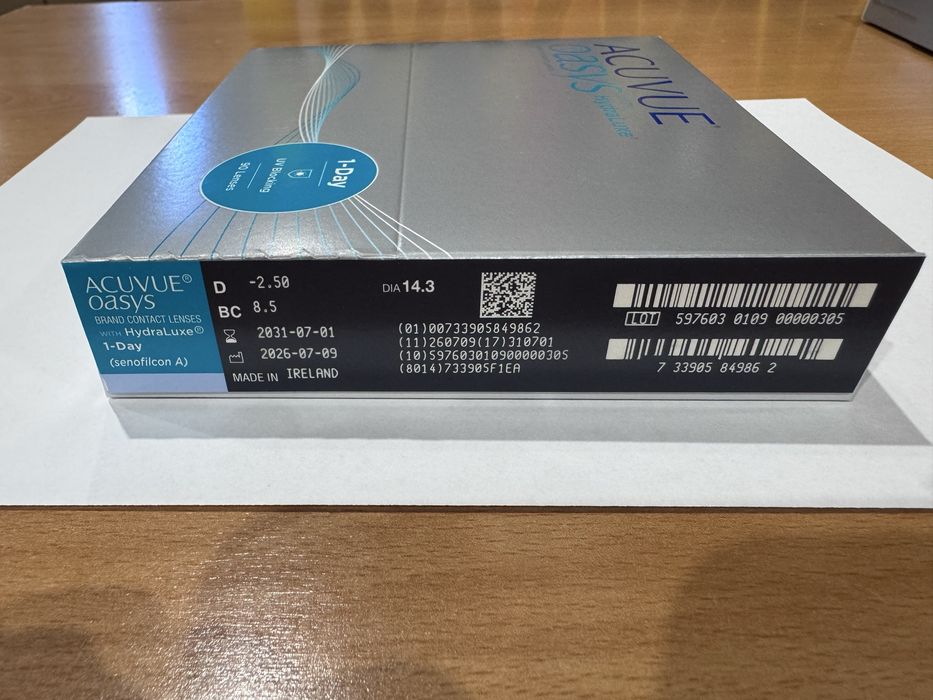 1-Day Acuvue Oasys with Hydraluxe -2.50 90pack.
