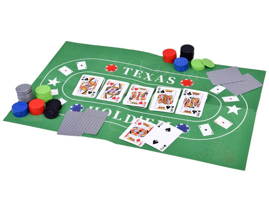 Zestaw Gra karciana 2w1 Poker i BlackJack Żetony + karty + plansza