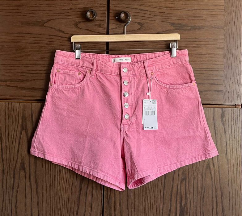 Рожеві джинсові шорти Mango з високою посадкою, нові, 100% бавовна, XL