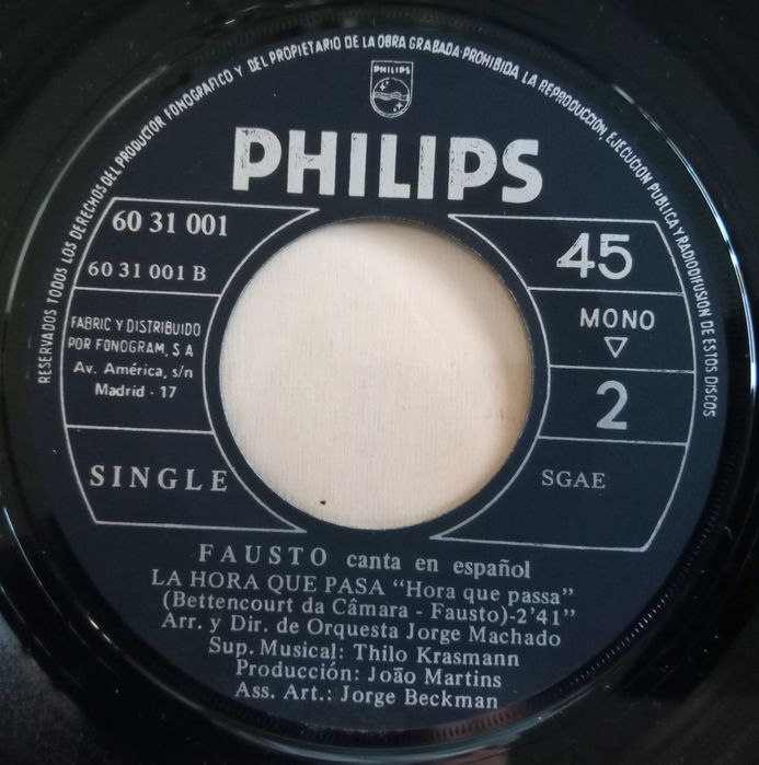 Fausto	- - - - -	Llora, Amigo, Llora	- - - - -	Single