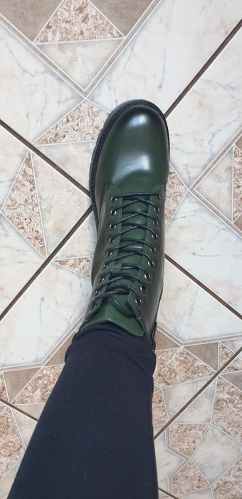 Botki damskie butelkowa zieleń