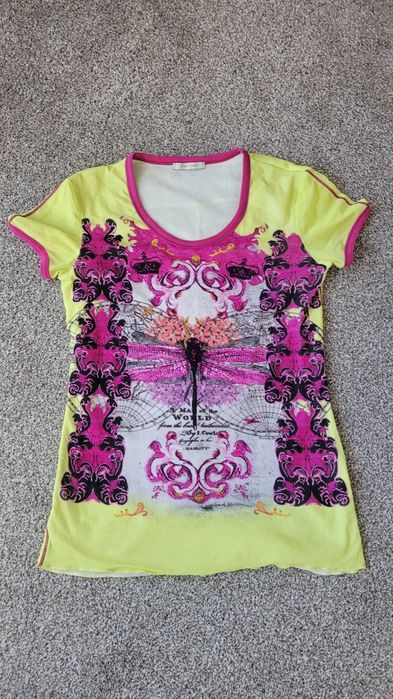 Bluzka damska oryginalną cytrynowo różowa