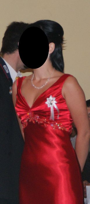 Piękna długa czerwona suknia na wesele XS-S + gratisy