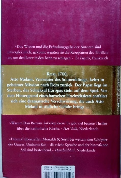 Книга на немецком: "Secretvm" Monaldi Sorti. Жанр: роман.