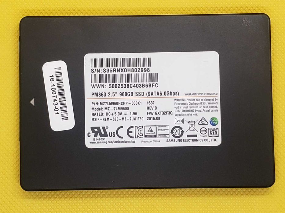 SSD 960gb Samsung PM863. 2.5" sata3 tlc 7mm. отличное состояние.