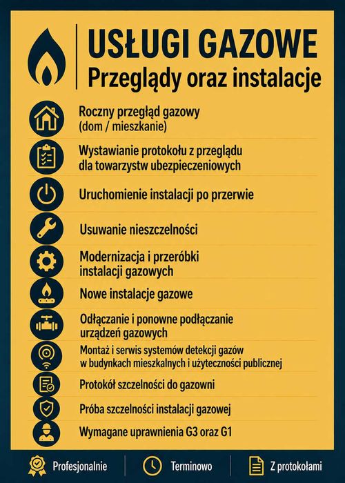 Usługi gazowe/ Instalacje gazowe