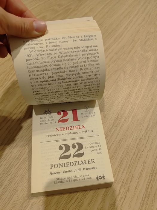 Kalendarz ścienny zrywany 1995