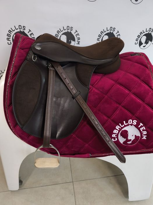 14-15 cali Thorowgood pony siodło łęk 32 kucyk brązowe Id.1026