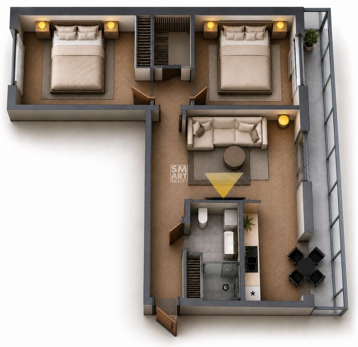 Без %, 3-кімн. 60 м2 – 55500 $,  3 поверх, газ, під ремонт, київська п