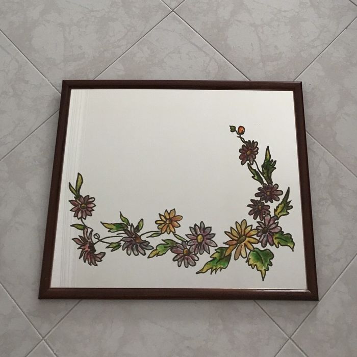 Espelho Parede Pintado à Mão Antigo