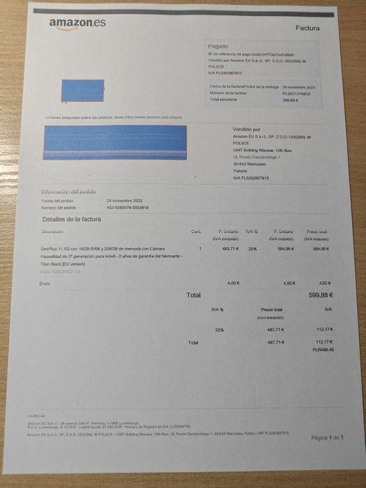 OnePlus 11 wersja EU 16/256