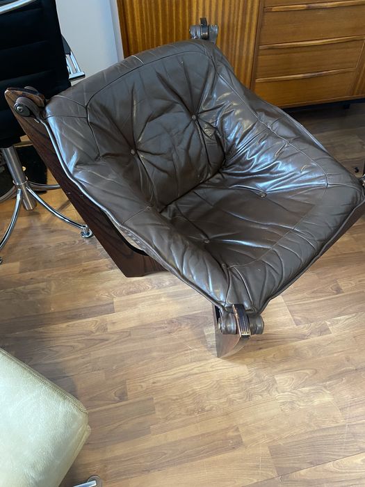 Fotel skórzany Luna Odd Knutsen, design , skandynawski, mid century