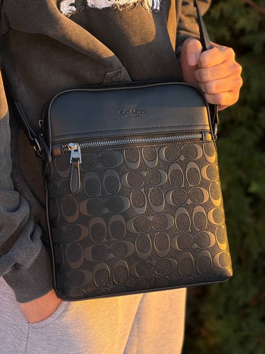 Сумка Coach New York через плечо черная мужская барсетка Коач Коуч