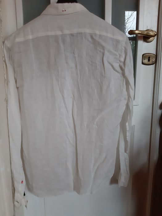 Burberry koszula L biała len 100% oryg nr seryjny piękna prezent unika