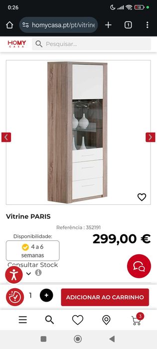 Vitrine Paris usada