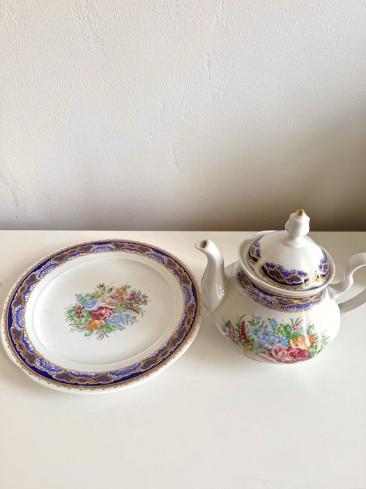Bule e prato de porcelana Depos T. Limoges