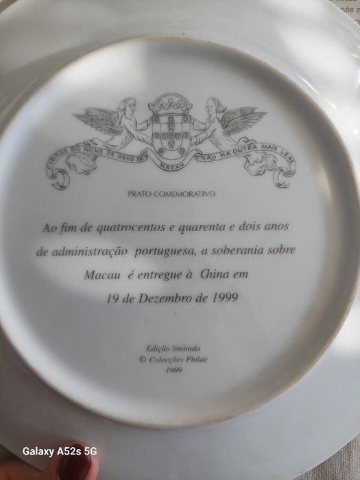 Prato comemorativo Macau
